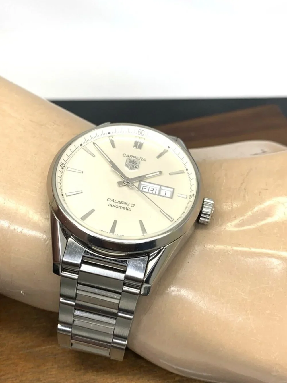 Tag Heuer Carrera Men's Watch WAR201B Swiss Automatic Silver Dial Day Date Steel